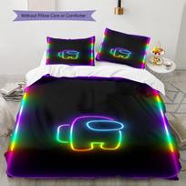 Among Us Pattern Bedding,Quilt Set Quilt Cover Pillowcase Home Birthday Gift (1 * duvet cover + 2 * pillowcase, without core) 200x200cm black