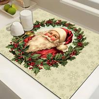 1Pcs Rubber Drying Mat With A Christmas Themed Drying For Coffee Shop Restaurant Kitchen Carpet Tableware Durable Diatom Mud 30*40cm black