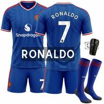 Naujas „Manchester United“ futbolo marškinėlis 7 Ronaldo futbolo komplektas Mėlynas, pralaidus orui ir greitai džiūstantis, sportinė apranga suaugusiems ir paaugliams #XL mėlyna