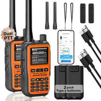 2 Pack BAOFENG UV-5R Mini 5W 999CH Dual Band Two Way Radio, Bluetooth APP Programming, NOAA Alert, Type-C Fast Charging, White/P USB Plug