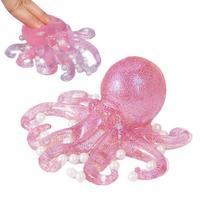 Glitter Octopus Taba Squishy Sugar Stress Ball For Kids Cute Animals Squeeze Fidget Toy Squishy Ocean Sensory Decompression Gift pink