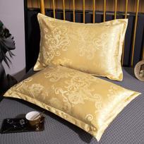 Jacquard Satin Ice Silk Pillowcase Set - Cool Touch for Adults & Couples 48×74cm Pair