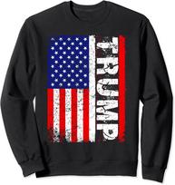 PRESIDENT Donald Trump 2024 Vintage USA Flag Unisex Crewneck Sweatshirt M blue