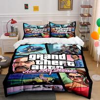 Grand Theft Auto Vice City Stories Design Bedding Set (1 duvet cover, 2 pillowcases, duvet not included) sofas. 135x200cm black