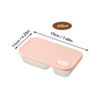Large Capacity Sealed Bento Lunch Box Microwave Safe 304 Stainless Steel Fruit Salad Food Container For Students Adults beige