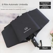 8 Stipinų Kelioniniai Lietaus Skėčiai nuo Saulės Vėjo Neperpučiamas Daugiaspalvis Kelioninis Skėtis Automatinis Atidarymas ir Uždarymas juoda