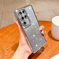 Blizgantis dėklas Samsung Galaxy S25 Edge S23 Ultra S24 FE A56 A36 A26 A16 A55 A35 A25 A15 A54 A34 A14 dangtelis iPhone 16 15 Pro Max 14 Plus 13 12 iPhone 15 sidabras