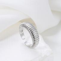 ins Korean version of high-end ring, personalized wavy pattern retro simple ring, fashionable opening adjustable ring Opening adjustable white