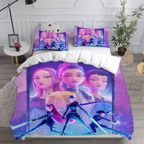 K-POP Bedding Set D-Demon H-Hunters 3D Printed Duvet Cover Set Soft Single Double Queen Size Bed For Birthday Gift For Girls Eu Single 135x200cm purple