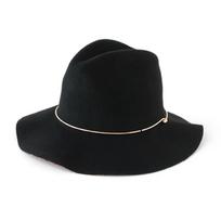Checked color floppy wool fedora Red-brown black