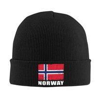 Norwegian Proud Norway Flag Skullies Beanies Caps Hip Hop Winter Warm Women Unisex Knitting Hat Adult Unisex  Bonnet Hat One Size black
