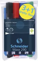 Schneider Maxx 290 Whiteboard and Flipchart Marker Assorted Colours 2,0 - 5,0 mm, Pack of 4