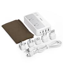 Voltage converter 220V to TESSAN C BF O L B3 with international extension cord with plug 2 AC 4 USB ports suitable for travel to 100V, type, plug, balta