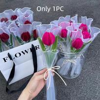 Tulip Twisting Rod Handmade Friendship Sweet Flower Bouquet Teachers' Day Graduation Gifts Artificial Tulip Flower Birthday gray