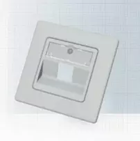 EasyLan CKVDUSL1R modulinė lizdų dėžutė 1 moduliui, su centrine plokšte ir dengiamuoju rėmeliu, 80 x 80 mm, balta