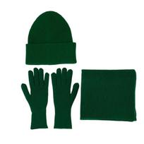 Winter Knitwear Set 3Pieces Hat Scarf Gloves Set Acrylic Fibre Headwear Neckpiece Handwear for Adult Teens Everyday Wear žalia