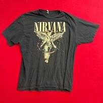 VTG Y2K Nirvana In Utero Angel Graphic T-Shirt Mens Large Black BAND Grunge ROCK XXXL gray