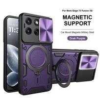 For Motorola Edge 70 Fusion 5G Case Slide Lens Protector Armor Funda For Moto Edge 70 Fusion Car Magnetic Holder Ring Back Cover Motorola Edge 70 Fusion black