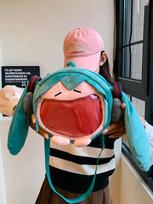 Anime Bag Q Version Kawaii Figure Plush Bag Model Doll Plush Stuffed Toy Shoulder Bag Transparent Backpack Gifts