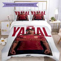 Lamine Yamal 7 Customize your name Bedding Set Breathable Duvet Cover with Pillowcases Home Decoration Birthday Gift 135cmx200cm white