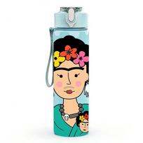 1PC Frida Kahlo Woman Portrait 750ml Color Plastic Sports Water Bottle Leakproof Flip Straw Lid Suitable for Sports Office Home Use tamsiai mėlyna