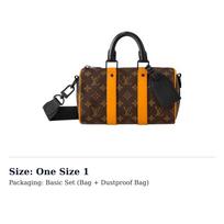 LOUIS VUITTON Keepall Coated Canvas With Leather Shoulder Bag, Crossbody Bag, Handbag Women's Brown & Orange M46687 One Size 1
