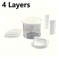 Portable Non-Stick Burger Patty Maker Hamburger Press Tool with Storage Box for Home Grilling Camping Party A5 white