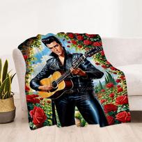 Elvis Presley ikoniškas pledas-striukė Minkštas Šiltas Jaukus Puikiai tinka kėdei Iškyloms Lovai Visų sezonų Naudojimui Modernaus Stiliaus Dovana kelionei Namams Gimtadieniams 130cmx150cm