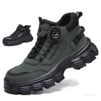 Rotary Buckle Anti-Smash Anti-Puncture Safety Work Shoes, Breathable Lightweight Wear-Resistant Boots, Non-Slip Industrial Protective Footwear For Men 48 žalia
