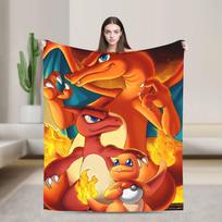 Squirtle Charizard Anime Warm Blanket  Travel Plush Throw Blanket Graphic Couch Bed Flannel Bedspread Sofa Bed Cover 75x90cm