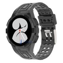 Dėklas+Apyrankė Samsung Galaxy Watch 6 4 40mm 44mm Skaidri Silikoninė Juosta Sportinė Apyrankė Galaxy Watch 4 Classic 46 Priedai Galaxy 4 40mm black