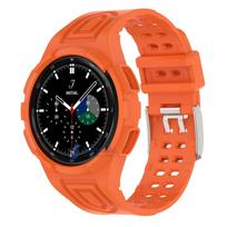 Dėklas+Apyrankė Samsung Galaxy Watch 6 4 40mm 44mm Skaidri Silikoninė Juosta Sportinė Apyrankė Galaxy Watch 4 Classic 46 Priedai Galaxy 6 40mm oranžinė
