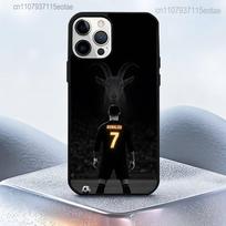 Futbolo CR7 R-RoNaldo-ES Magnetinis belaidžio įkrovimo dėklas, skirtas iPhone 11,12,13,14,15,16,17,Pro,Max,Plus Atsparus smūgiams dangtelis iPhone16PRO black