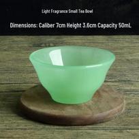 Jade Green Bowl, Wine Cup, Teapot, and Lid Set - Elegant Imitation Jade Tea Set for Gifts and Conferences. blue