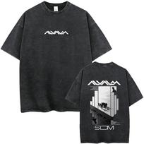 Washed Vintage Rapper Wallace Cleaver Marcel Album Graphic T Shirt Men Hip Hop Fashion Pop Music Tshirt Male Oversized Tshirts M black