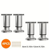 4 vnt. nerūdijančio plieno baldų kojelės, reguliuojamas aukštis, tinka spintelėms, sofoms, lovoms ir įvairiems baldų tipams S-8CM-4PCS