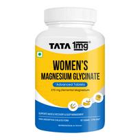 Tata 1mg Women's Magnesium Glycinate Advanced–High Absorption Tablets for Muscle Recovery & Sleep | 60 Veg Tablets