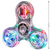 Crystal glowing gyroscope LED light Fidget Spinner hand cranked gyroscope glowing EDC pressure reducing toy for children gray