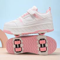 Kids Four Wheel Skate Roller Shoes Sneakers Four Wheel Skating Shoes Boy's Shoes Double Wheel Skating Shoes for Girls 39 juoda