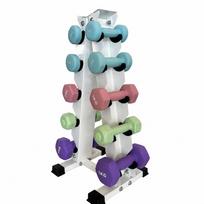 A-Frame Dumbbell Rack with Hexagonal Dumbbell Set – Personal Trainer Fitness Equipment white