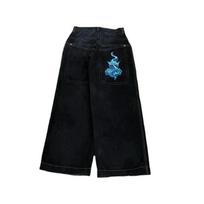 Y2K Baggy Jeans Vyriški vintažiniai siuvinėti aukštos kokybės džinsai Hip Hop Goth gatvės apranga Harajuku vyriški moteriški laisvalaikio plačios kojos džinsai Nauji XL black