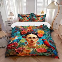 1Pc Frida Kahlo'S Floral Crown Bedding Set Quilt Cover Pillowcase Home Christmas Xmas Halloween Gift 1 Duvet Cover 2 Pillowcase M92445 135cmx200cm black