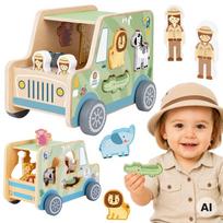 TOOKY TOY Safarii veiklos kubas su automobiliu
