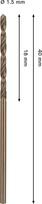 Grąžtas metalui BOSCH HSS-Co, DIN 338, 1,5 × 18 × 40 mm