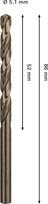 Grąžtas metalui BOSCH HSS-Co, DIN 338, 5,1 × 52 × 86 mm
