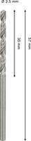 Grąžtas metalui BOSCH HSS-G, DIN 338, 2,5 × 30 × 57 mm