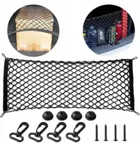 AGM Didelis elastingas automobilinės bagažinės tinklelis su kišene 110x40, juodas