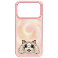 Rožinis NIMMY DIDŽIAAKĖ GULINTI RAGDOLL KATĖ dėklas IPHONE 18 Pro Max/17 Pro Max, suderinamas su MagSafe