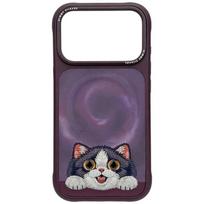Violetinis NIMMY BIG EYED LYING CREAM CAT dėklas IPHONE 18 Pro Max/17 Pro Max, suderinamas su MagSafe