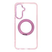 Rožinis Frame Circle Stand dėklas Samsung A56, suderinamas su MagSafe